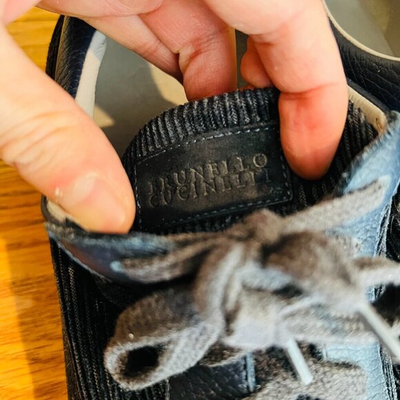 Brunello Cucinelli Leather Suede Corduroy Sneaker EUC Size 42.5 US 9.5 - Picture 12 of 16